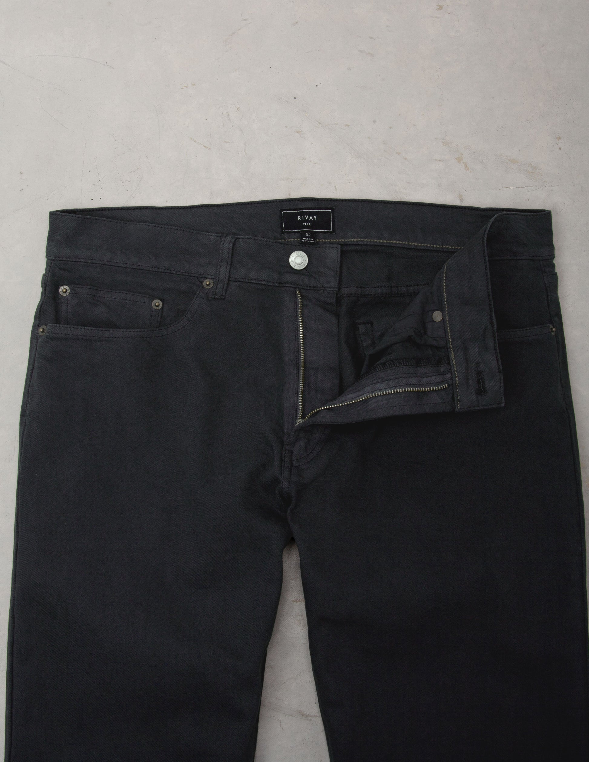 Wade Garment Dyed Five Pocket Pant in Washed Black