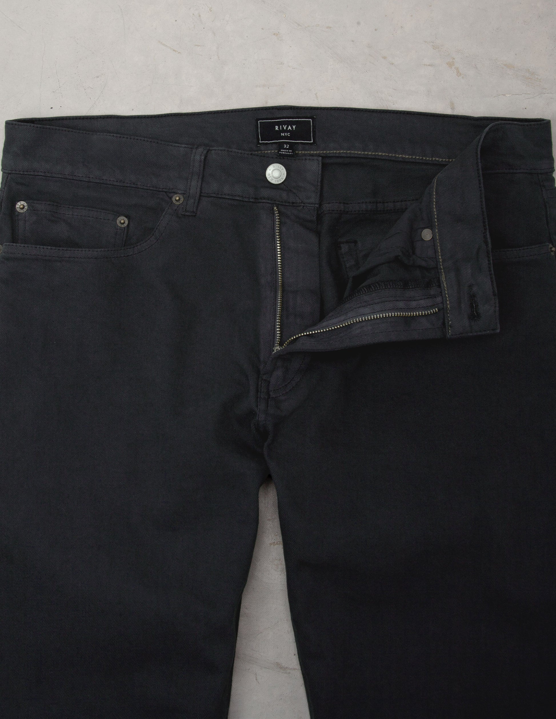 Wade Garment Dyed Five Pocket Pant in Washed Black