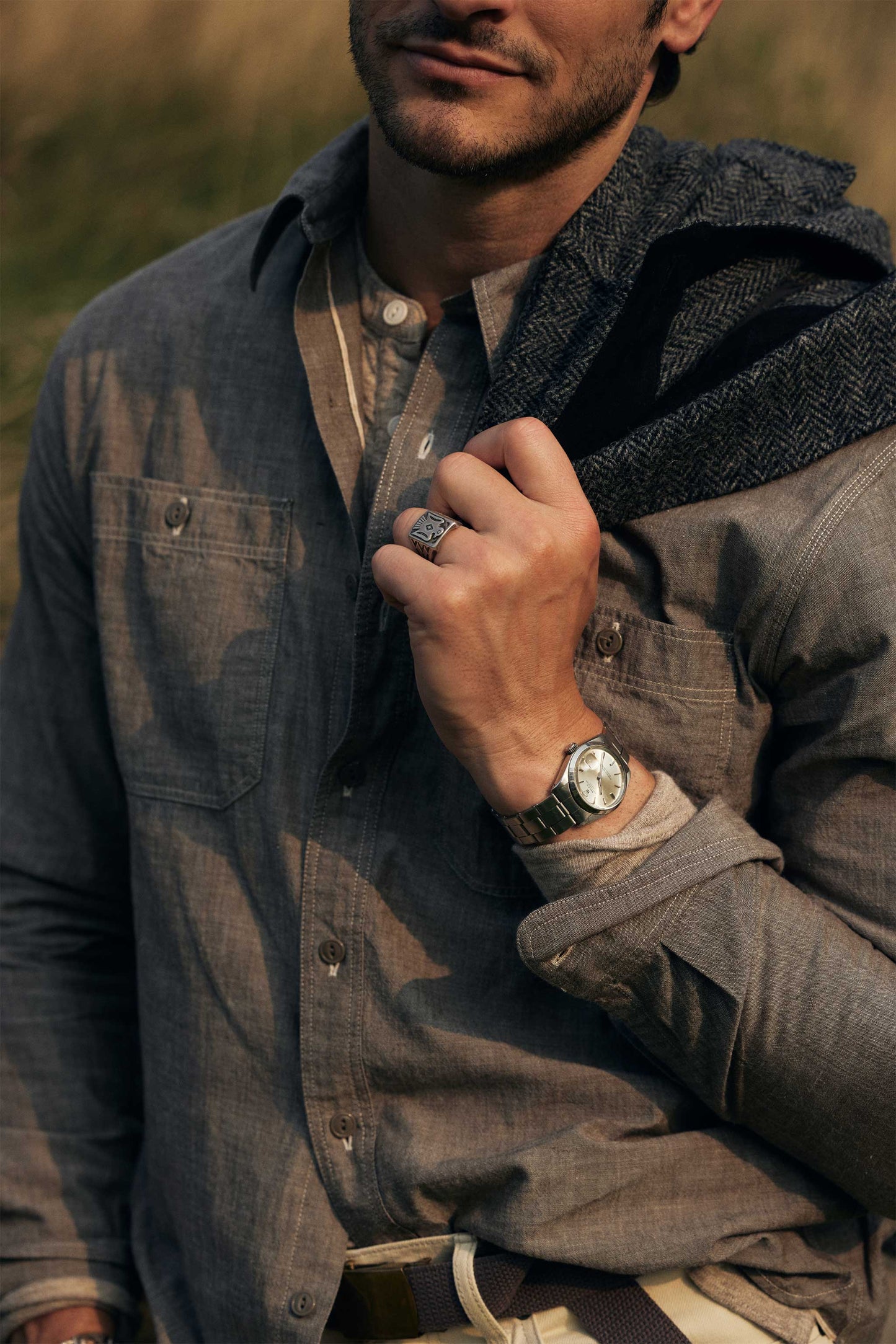 Butler Selvedge Chambray Workshirt in Driftwood