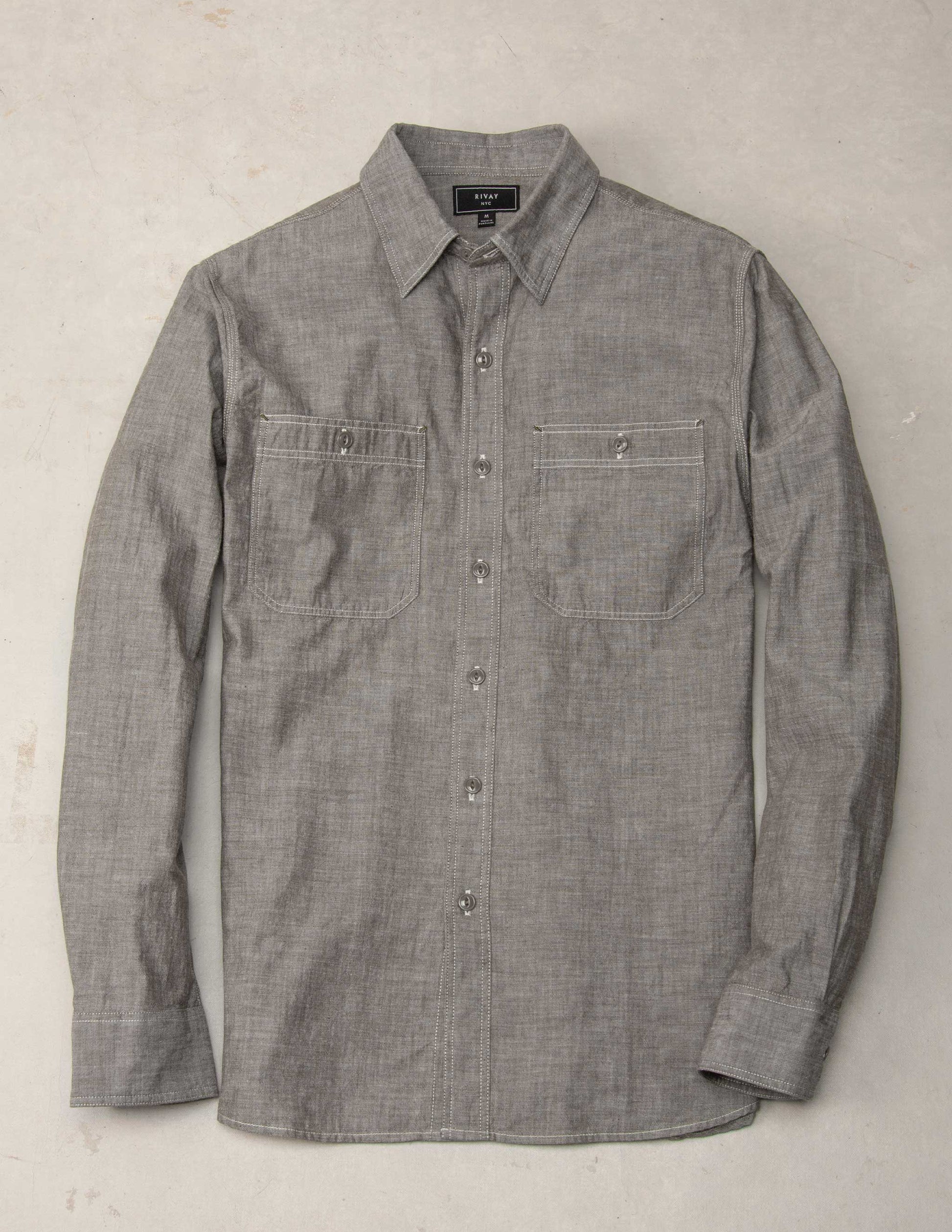 Butler Selvedge Chambray Workshirt in Driftwood