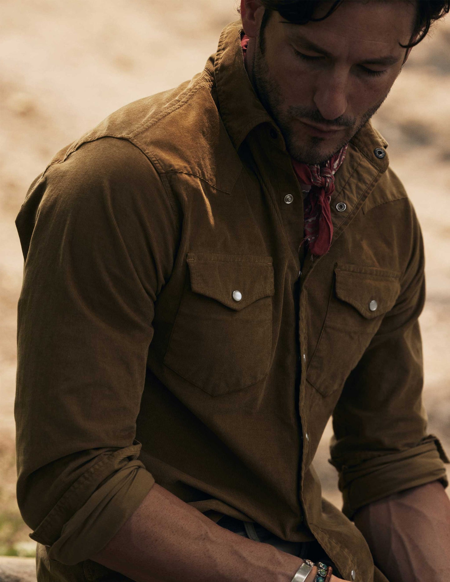 Bedford Corduroy Western Shirt in Ranch Tan