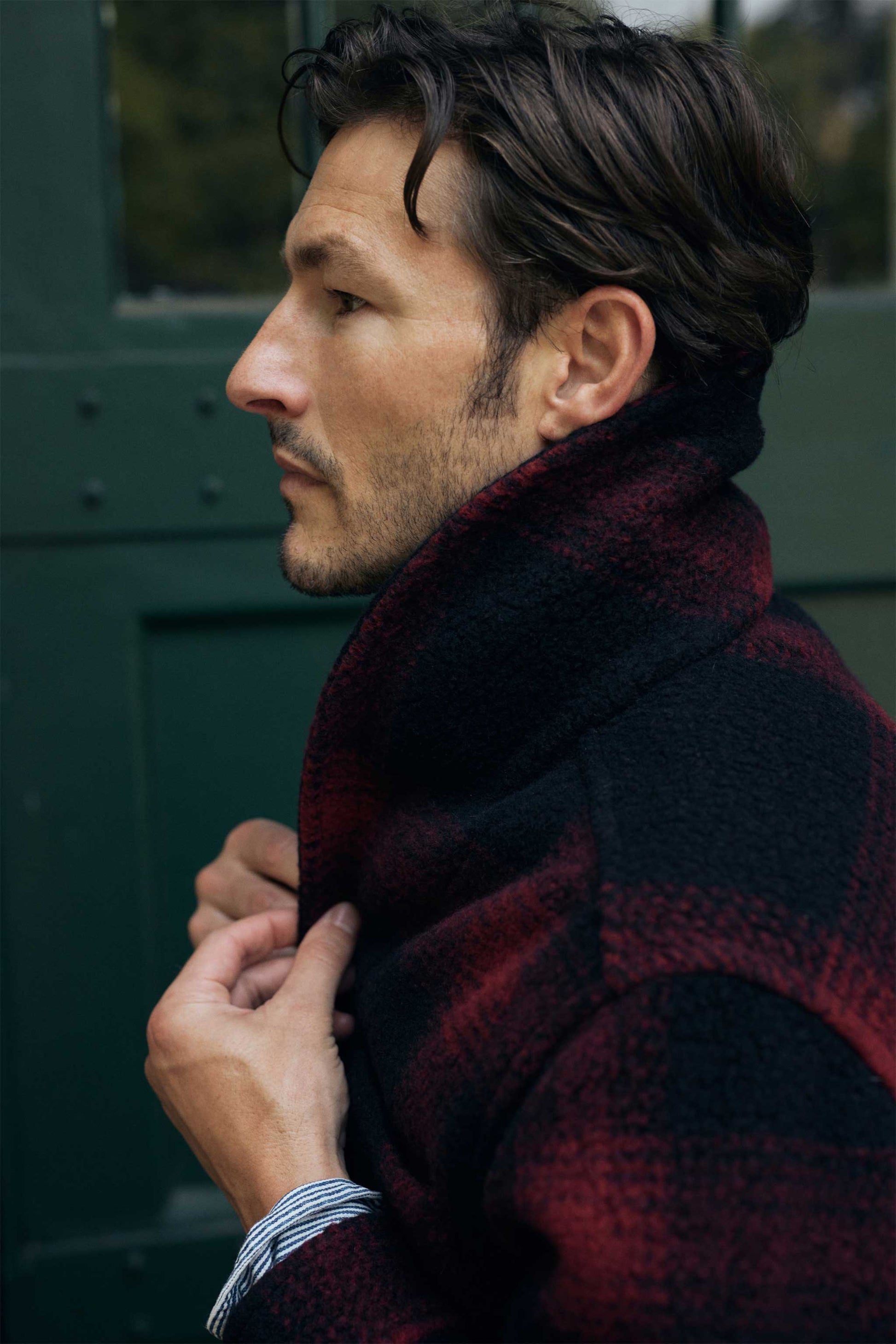 Rivay Hale Wool Cardigan in Buffalo Plaid