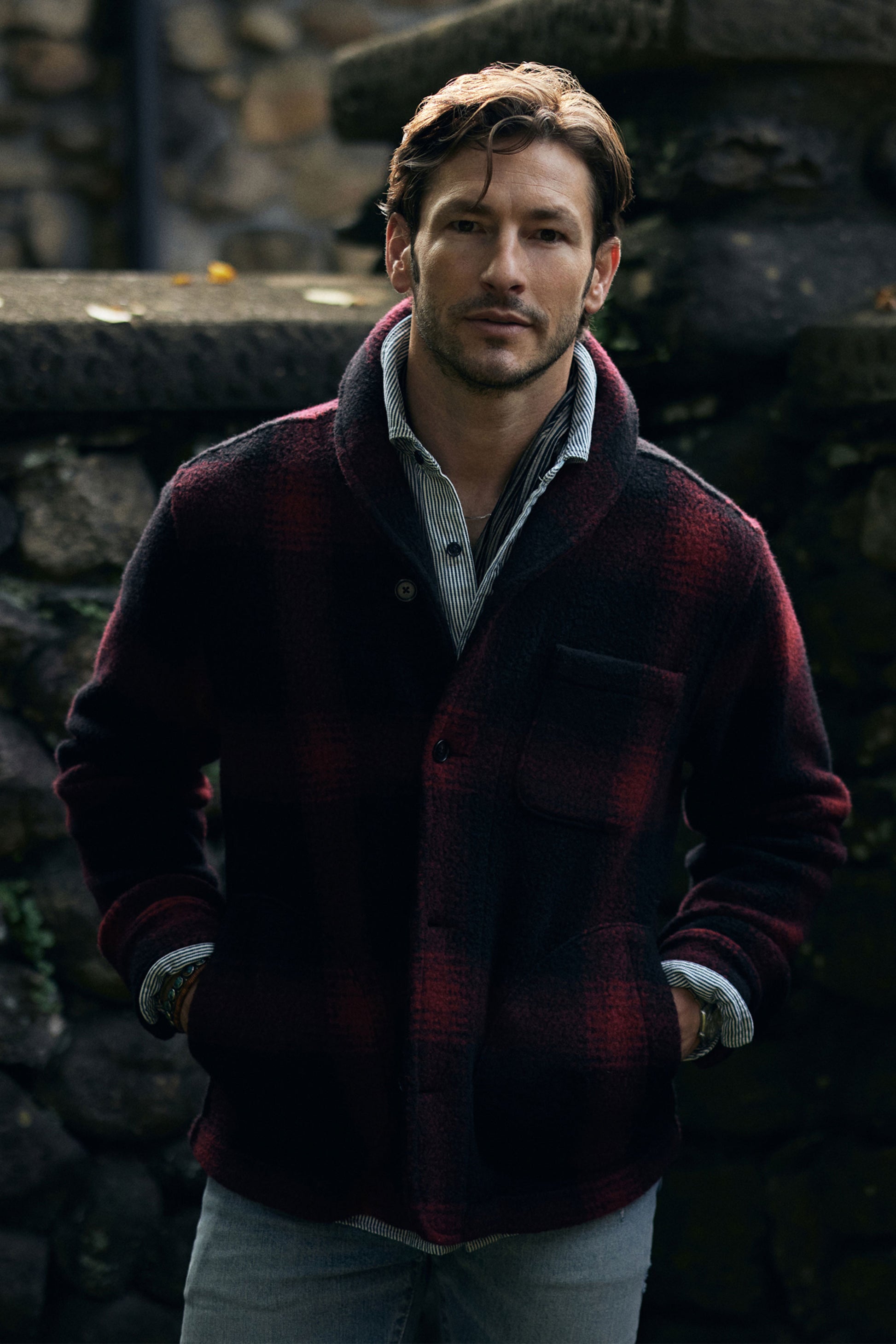 Rivay Hale Wool Cardigan in Buffalo Plaid