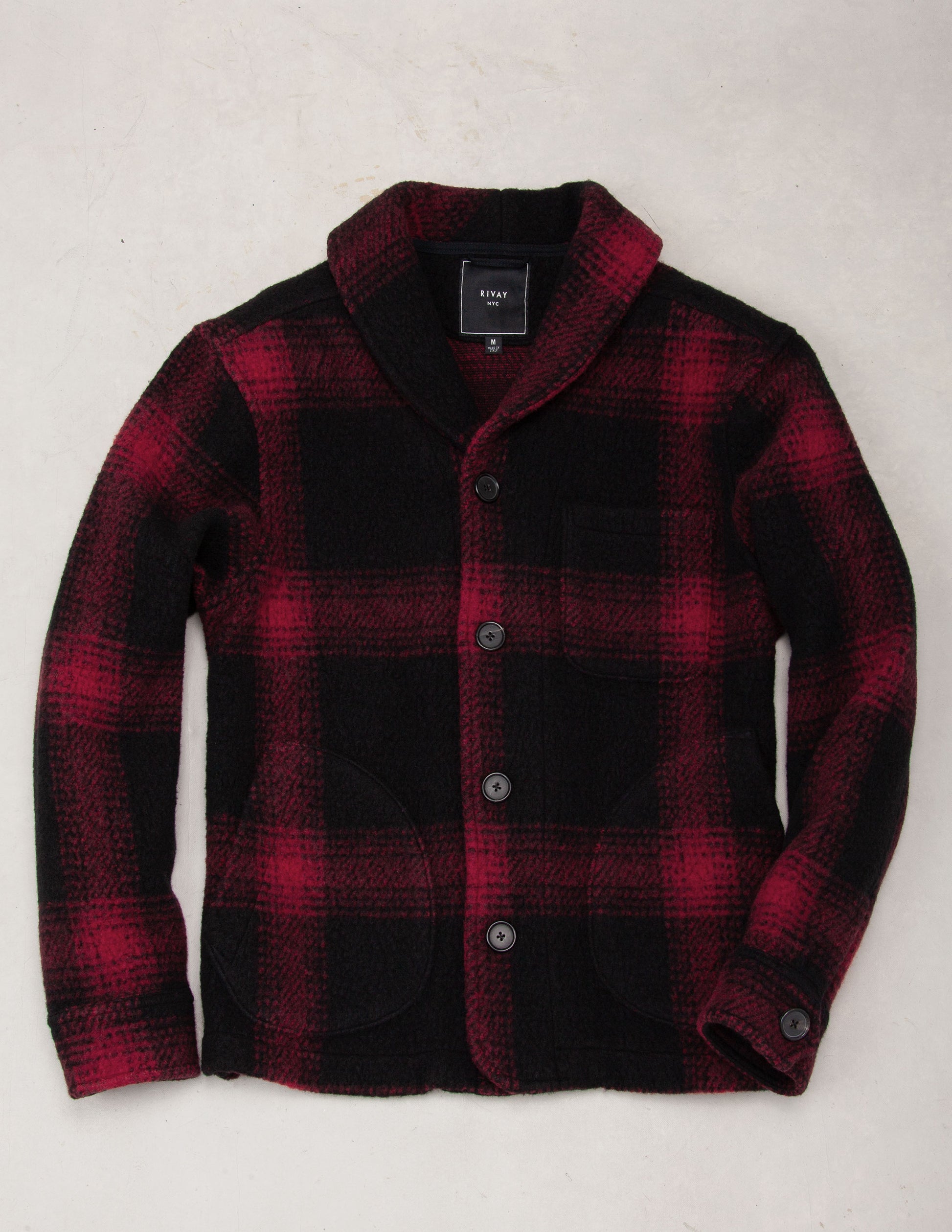 Rivay Hale Wool Cardigan in Buffalo Plaid