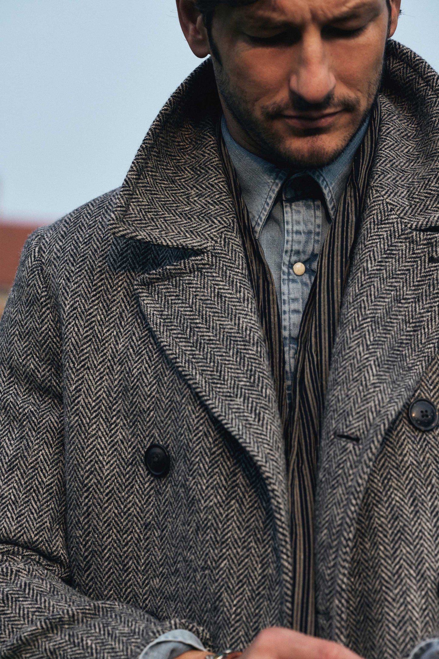 Rivay Harris Tweed Double Breasted Topcoat