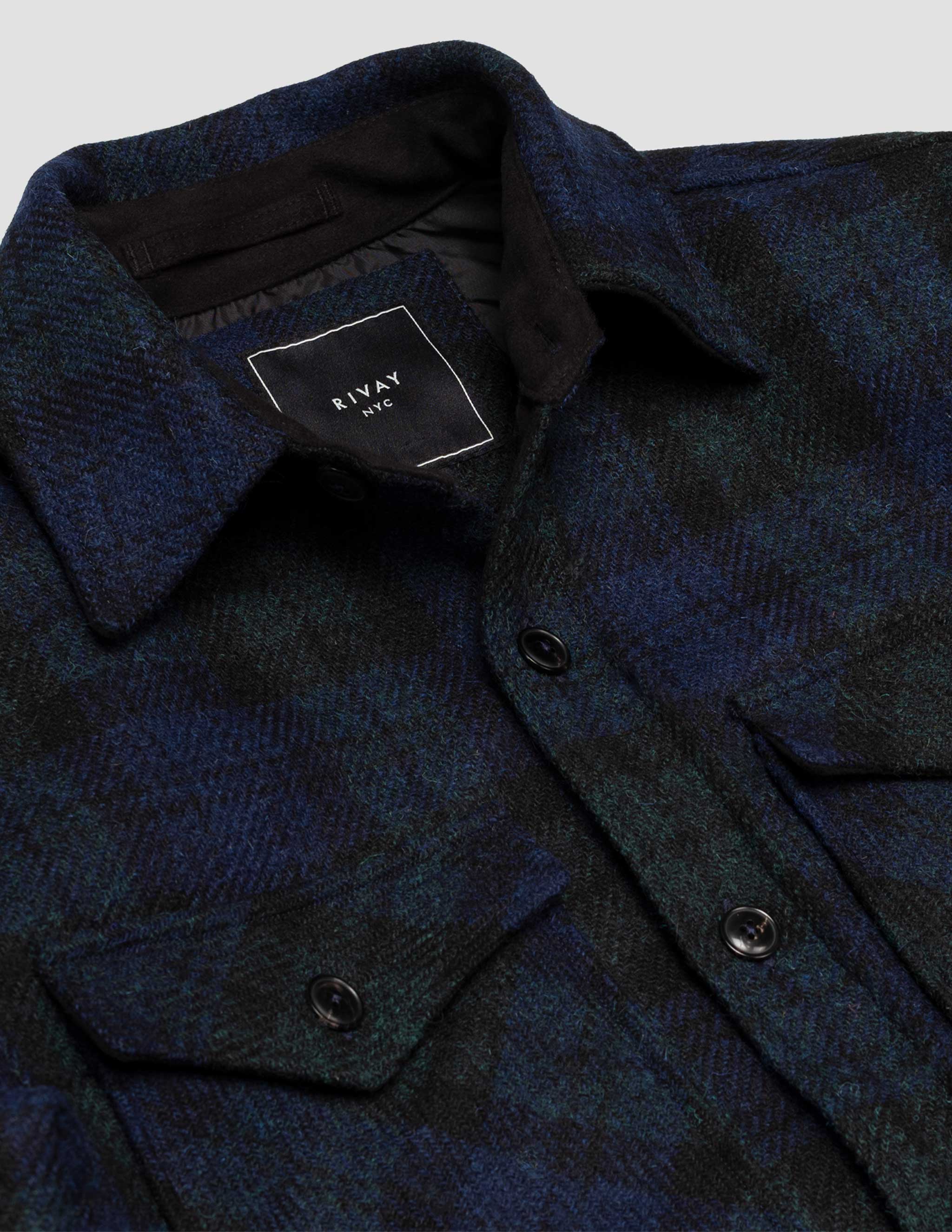 Harris Tweed Wool CPO Shirt Jacket in Blackwatch Plaid