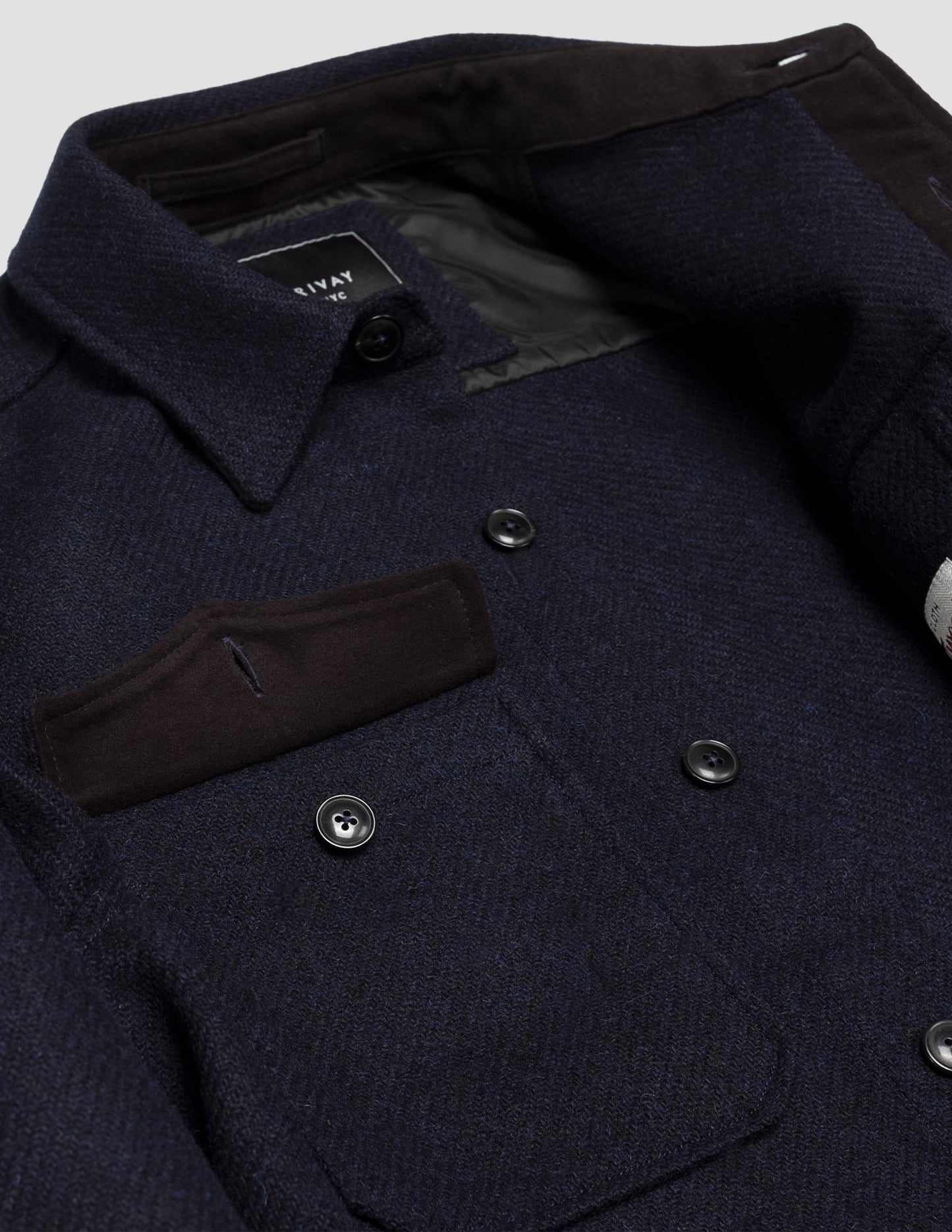 Harris Tweed Wool CPO Shirt Jacket in Navy – RIVAY
