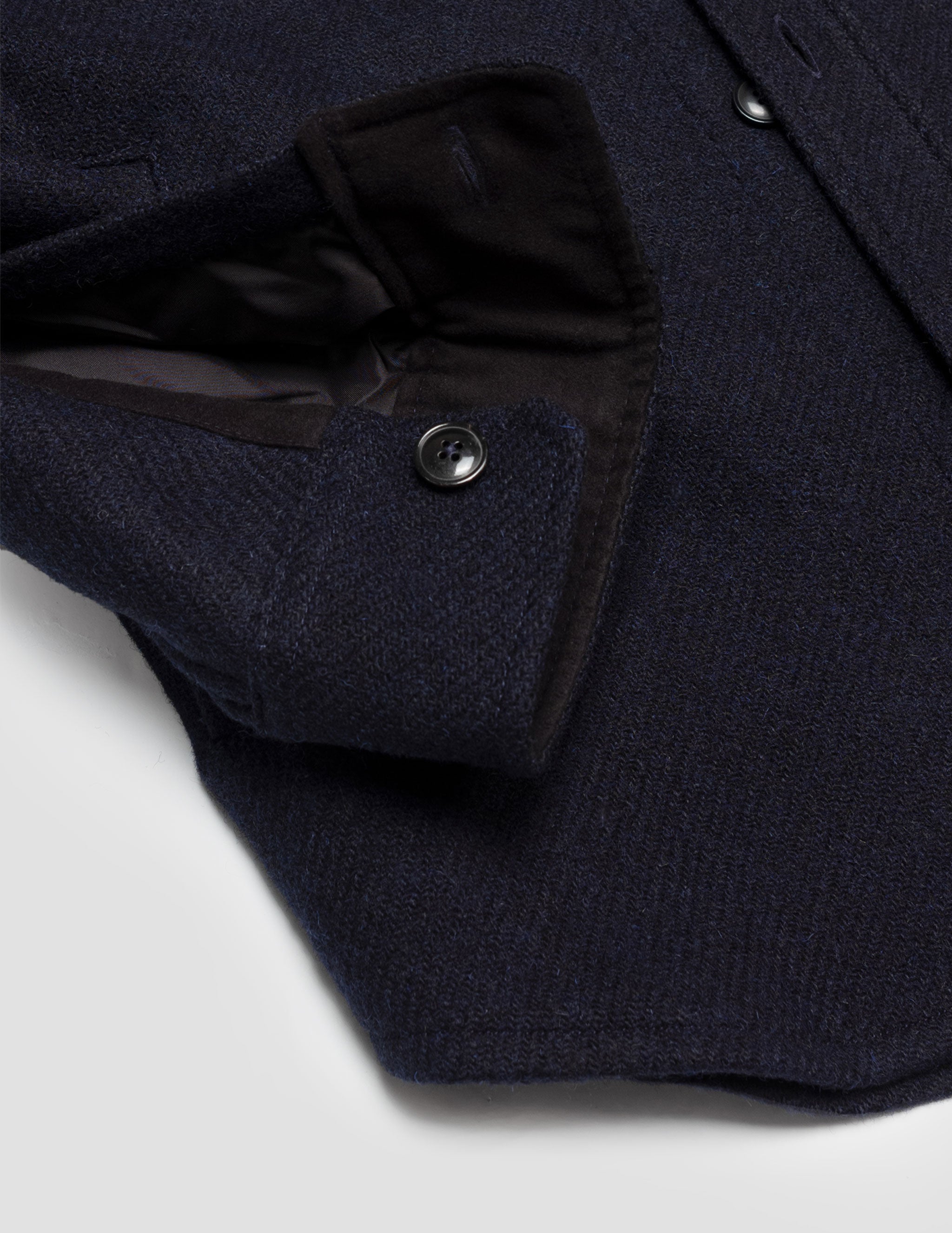 Harris Tweed Wool CPO Shirt Jacket in Navy