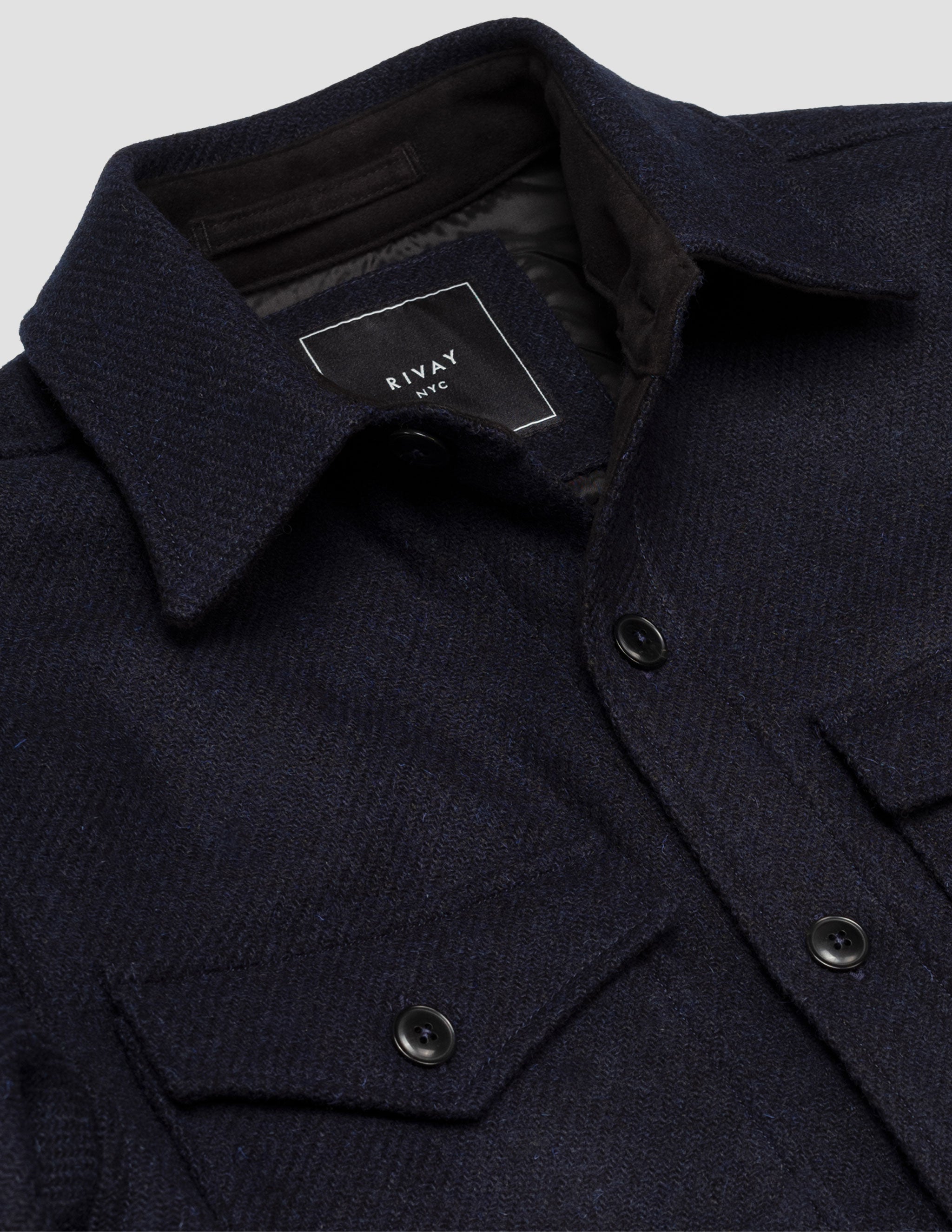 Herringbone Wool Men's Shirt Jacket Aspesi M sur FORZIERI