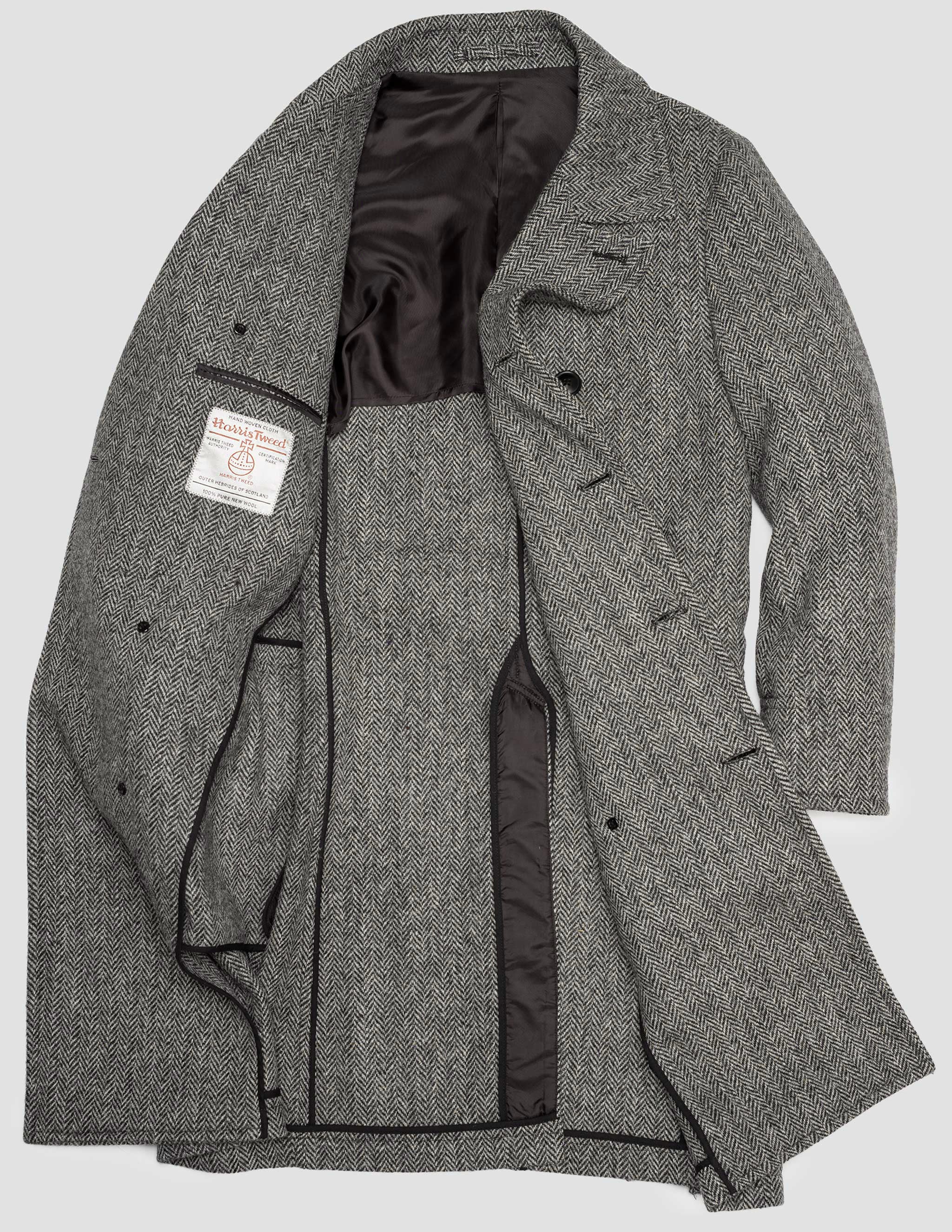 Harris Tweed Herringbone Double Breasted Topcoat