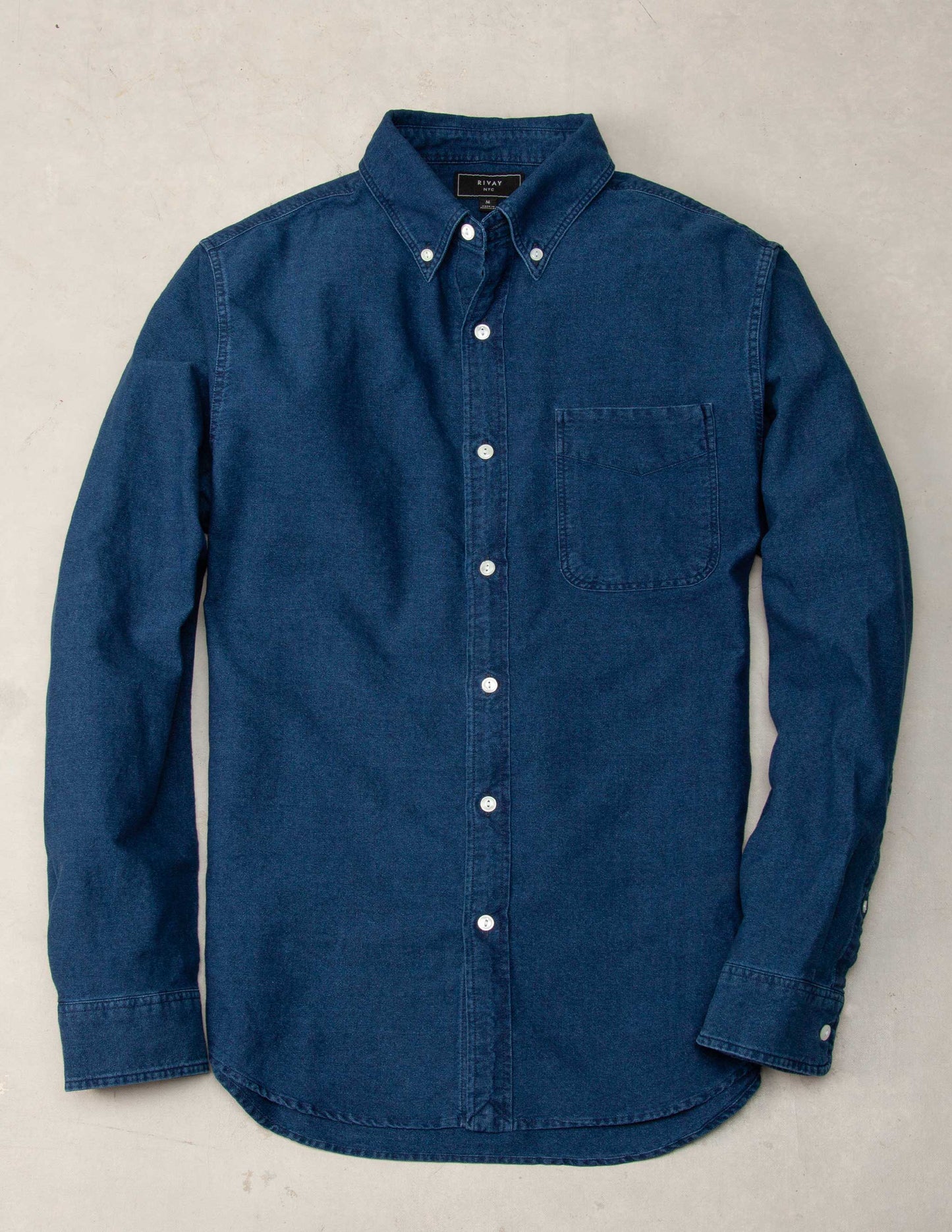 York Indigo Oxford Button Down in Medium Wash