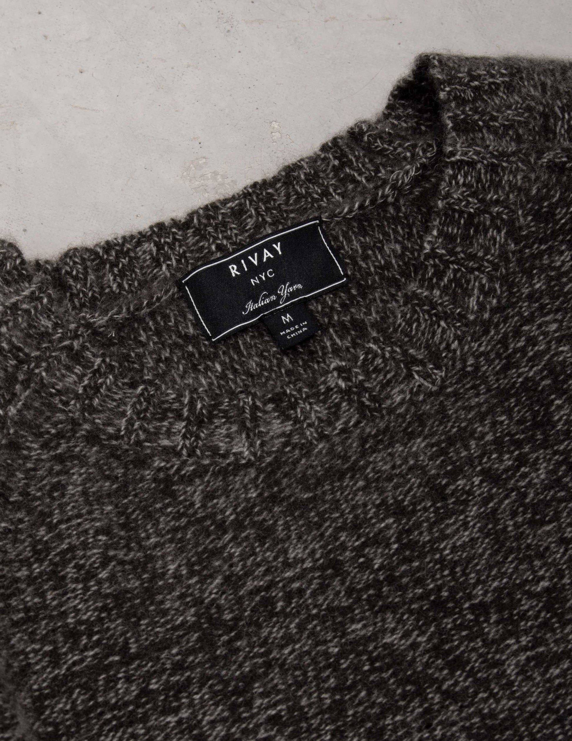 Rivay Kent Wool Crewneck Sweater in Brown Marl