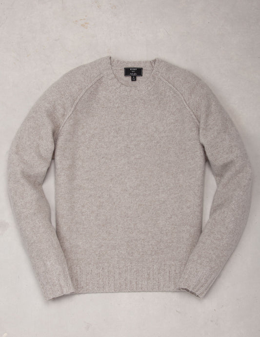 Rivay Kent Wool Crewneck Sweater in Khaki Marl