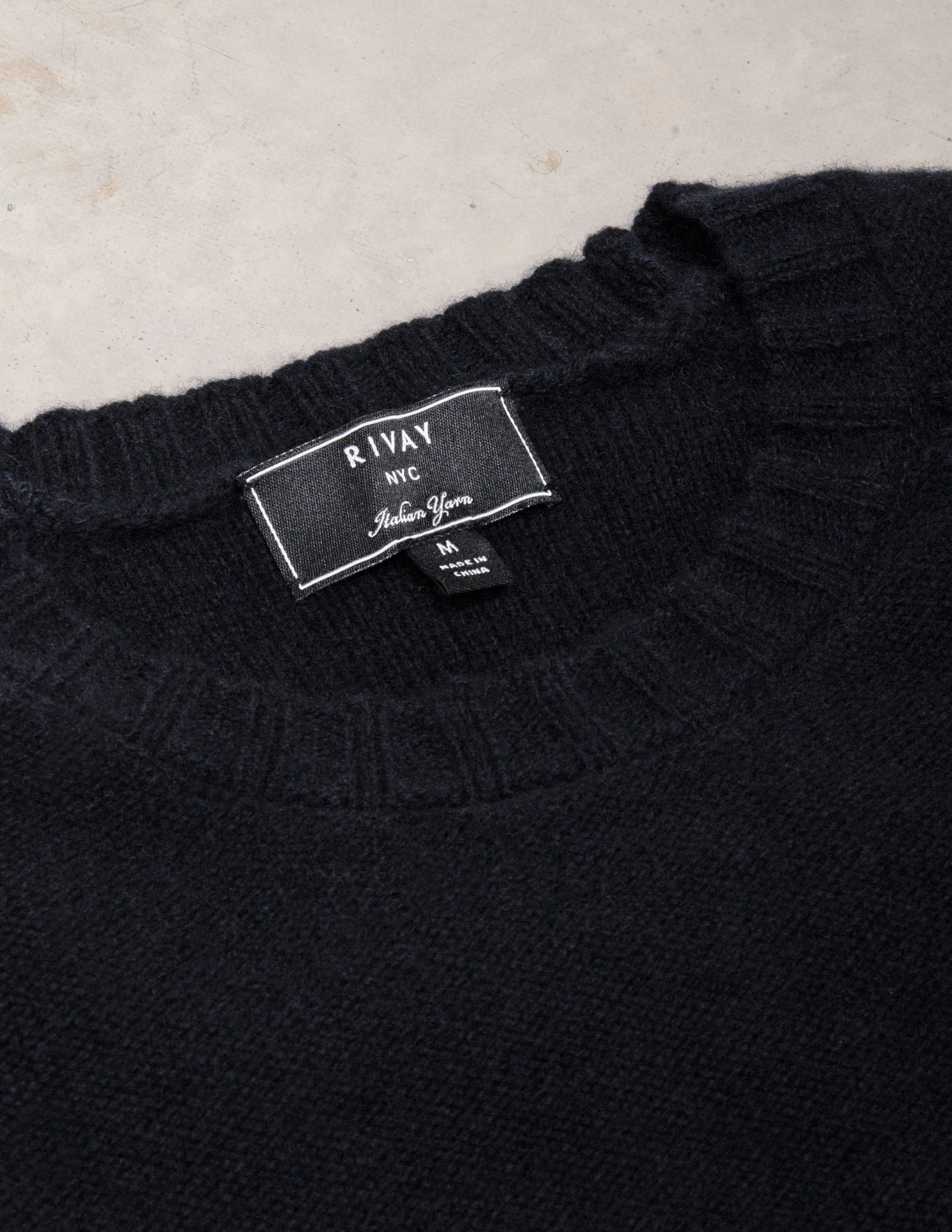 Rivay Kent Wool Crewneck Sweater in Navy