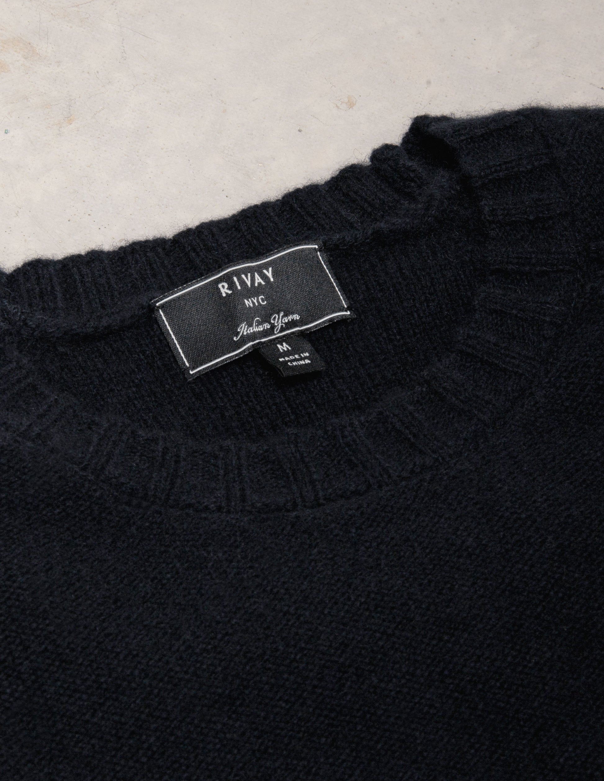 Rivay Kent Wool Crewneck Sweater in Navy