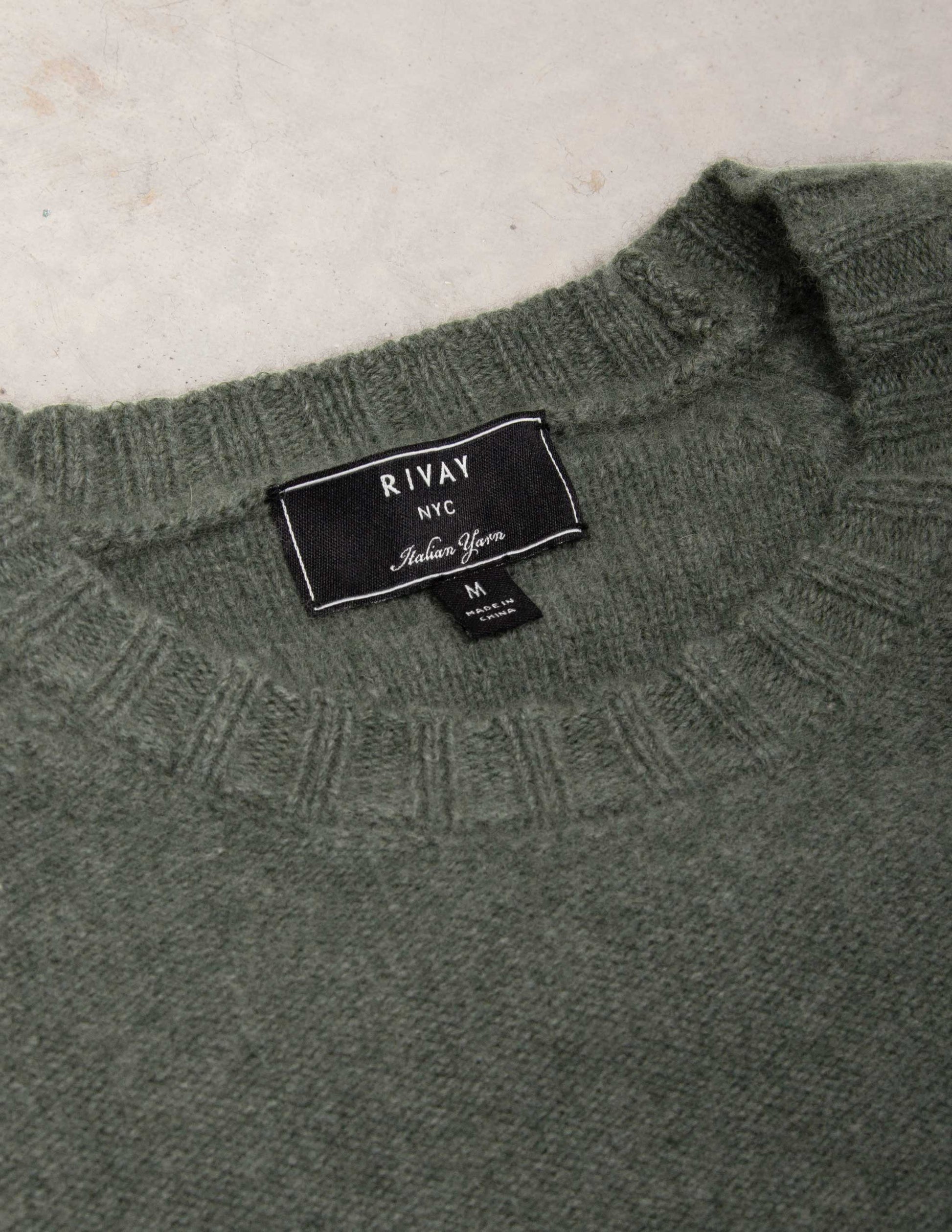 Rivay Kent Wool Crewneck Sweater in Sage Green