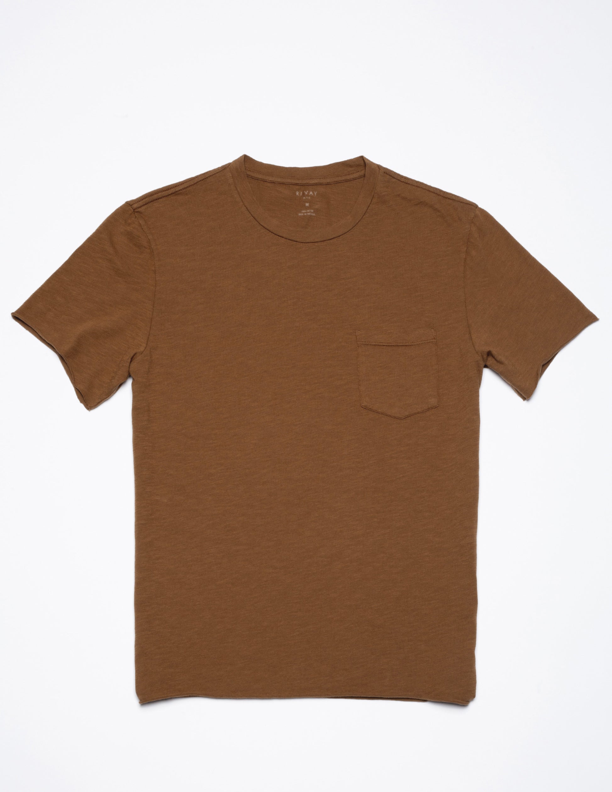 Rivay Slub Cotton Pocket Tee in Golden Brown