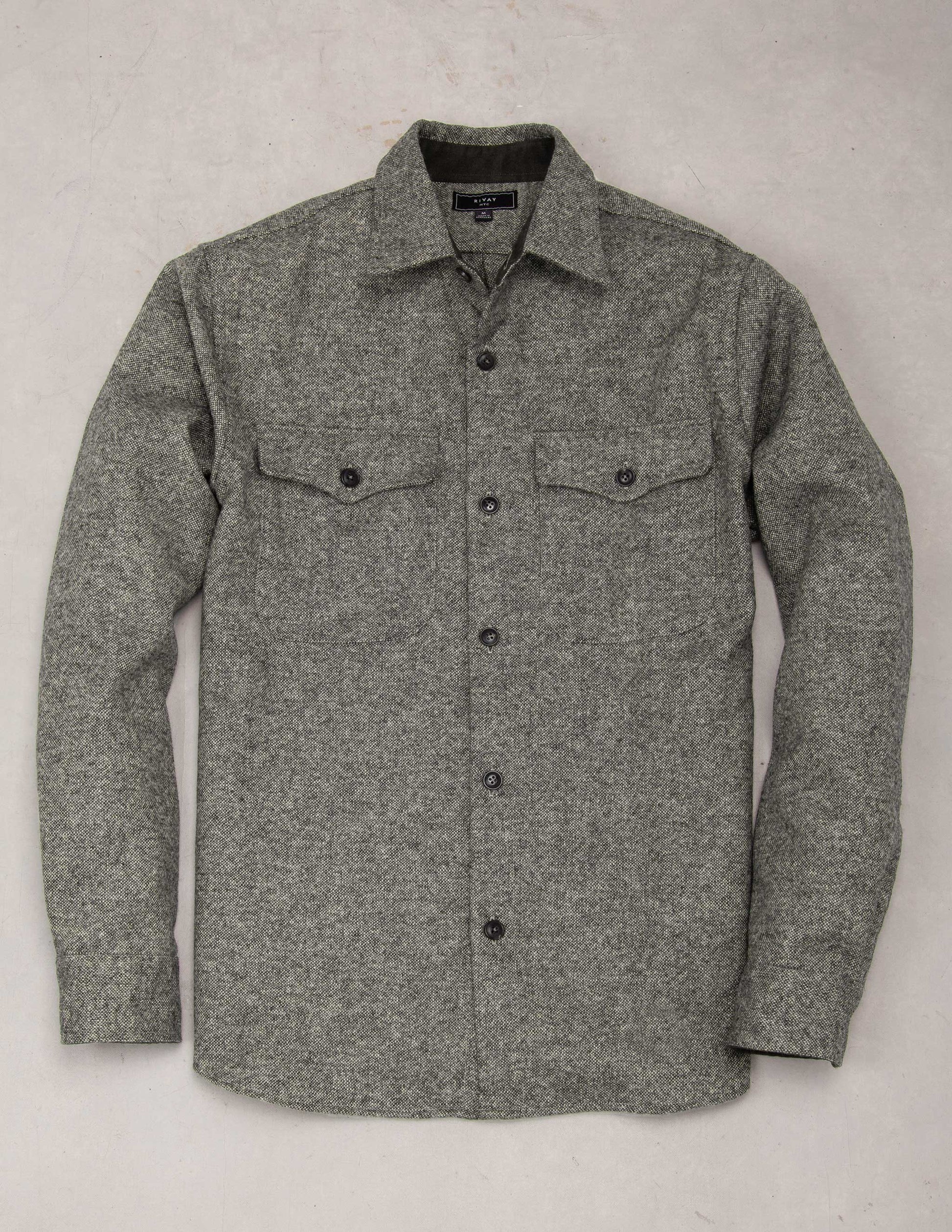 Sheffield Wool Overshirt in Oatmeal Birdseye