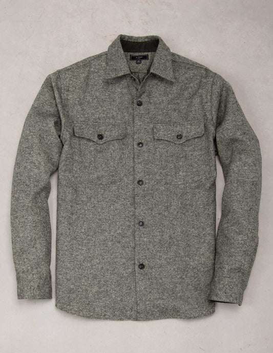 Sheffield Wool Overshirt in Oatmeal Birdseye