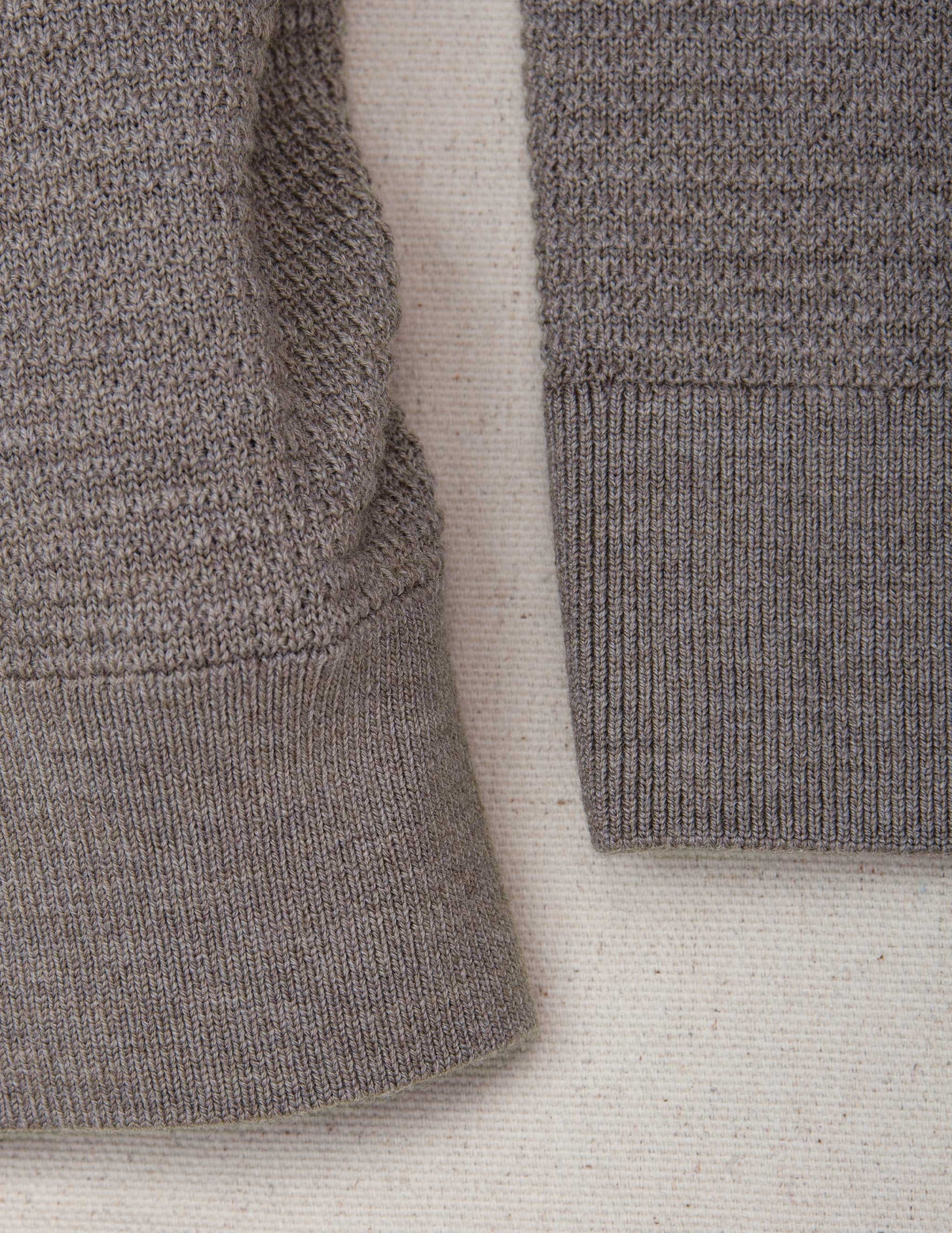 Rivay Merino Waffle Henley in Driftwood