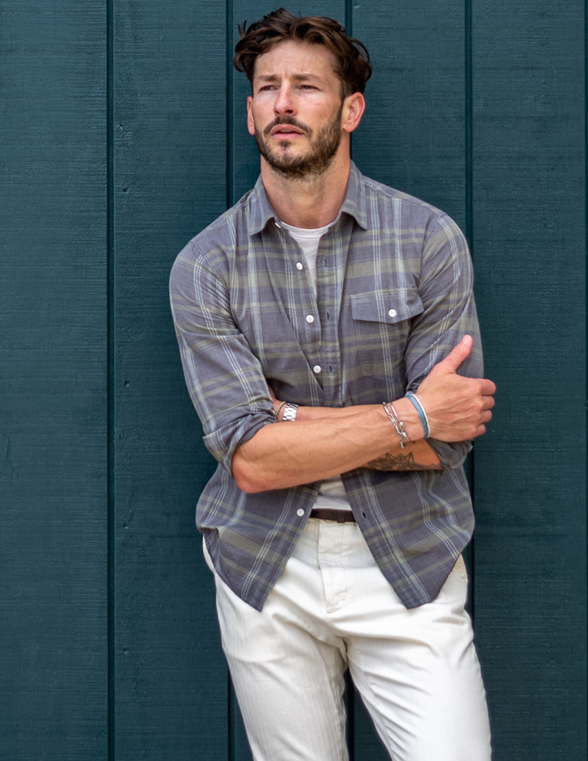 Westerly Japanese Chambray Plaid Single Pocket Shirt