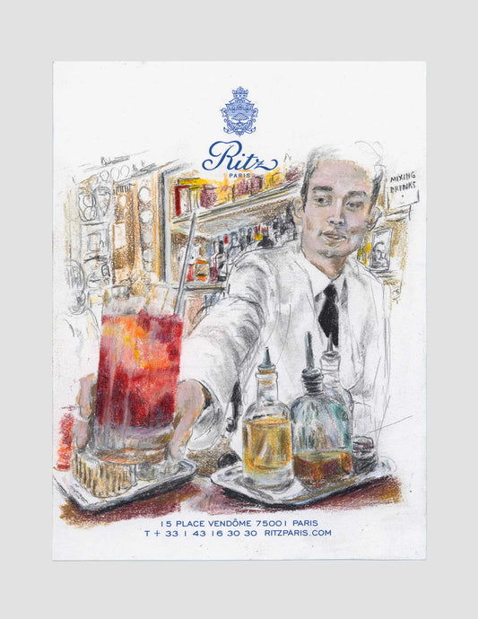 Negroni, Bar Hemingway on Ritz Paris, 2024, 8" x 6"