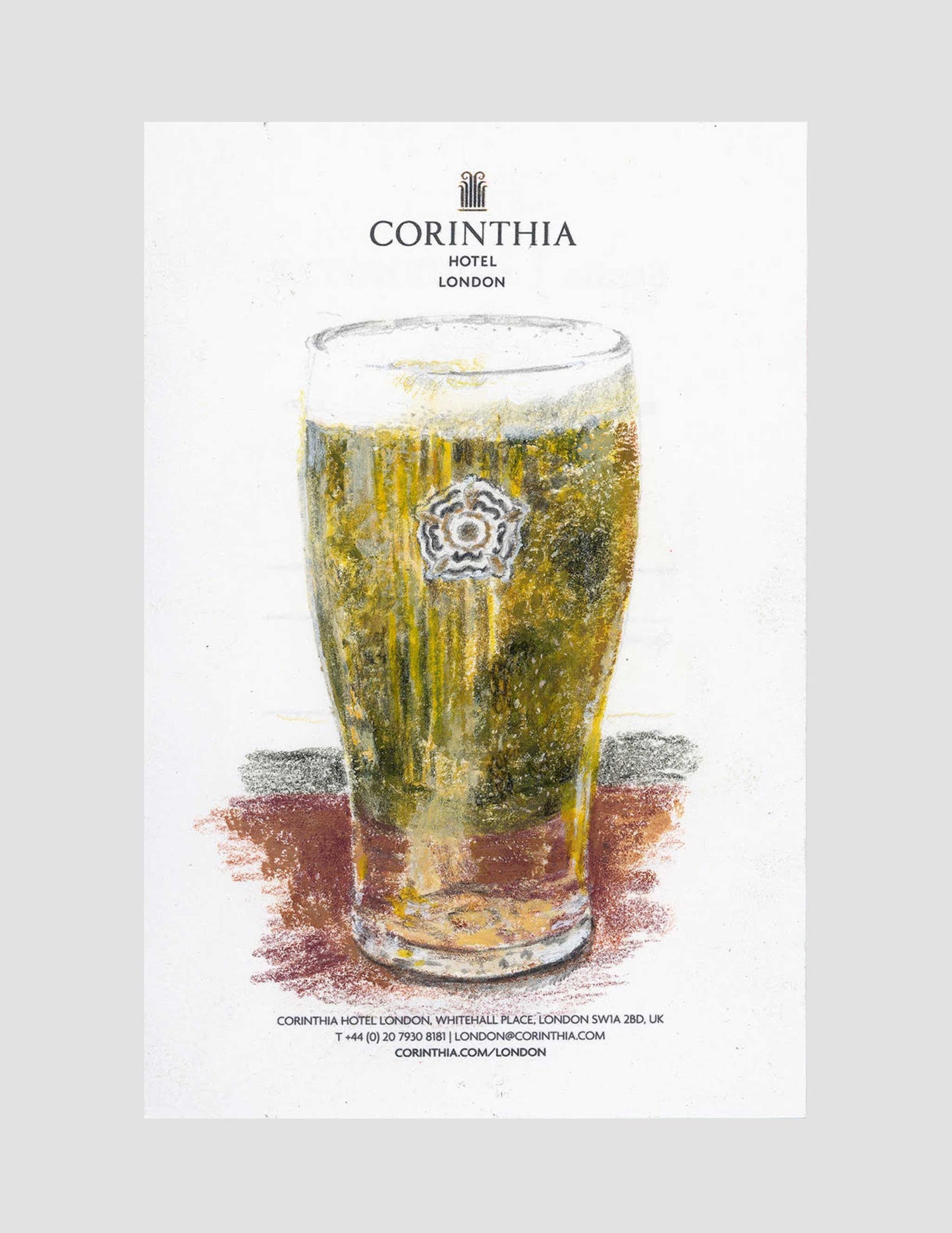 Pint on Corinthia Hotel London, 2024, 6" x 4"