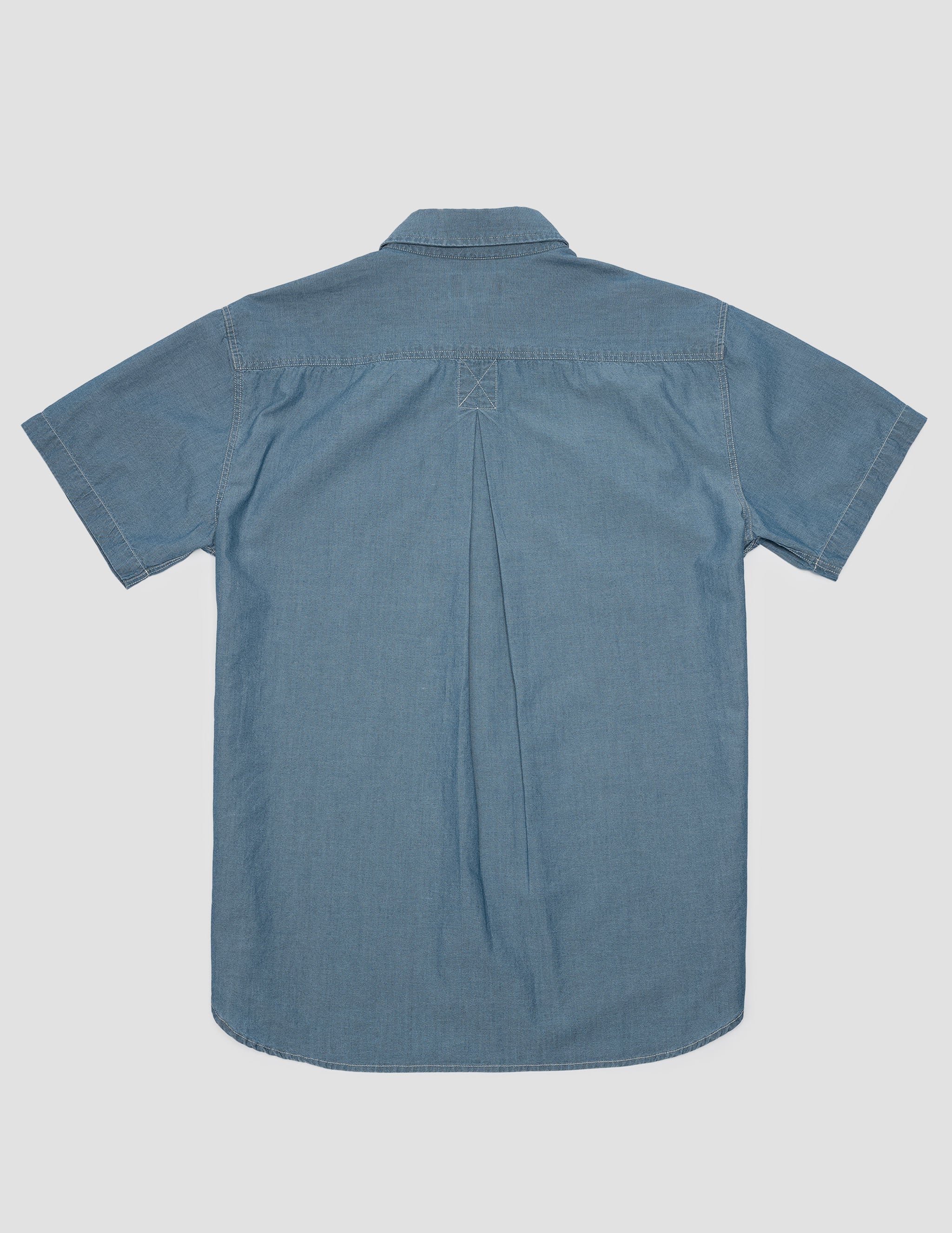Gil Relaxed Short Sleeve Shirt in Blue Chambray – RIVAY